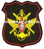 Шеврон Пласт. Щит "Органы управления МО" Кант красный (фон хаки)