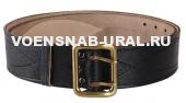 Ремень офицерский кожа (ш.50мм) Черный, латунная пряжка, подшив кожей 