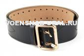 Ремень офицерский кожа (ш.50мм) Черный, латунная пряжка