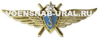 0801-1160 Знак Классность Офицера ВВС нового образца  № 3 (гол.щит,сереб.звезда,мечи)